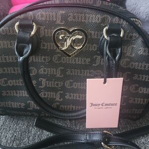 Juicy Couture Black Satchel with Gold Heart Accent
